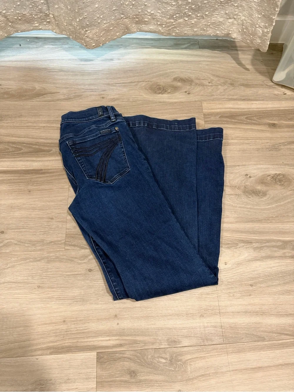7 For All Mankind Women's Dark Blue Flare Jeans